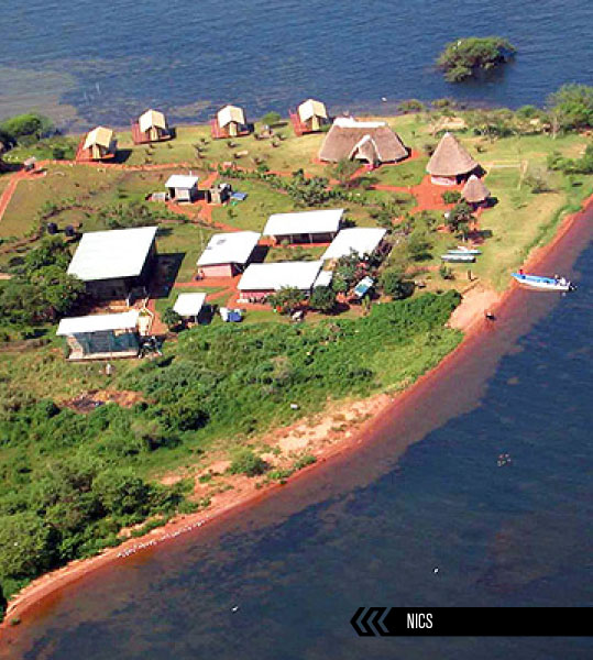 an aerial view of ngamba island chimpanzee sanctuary